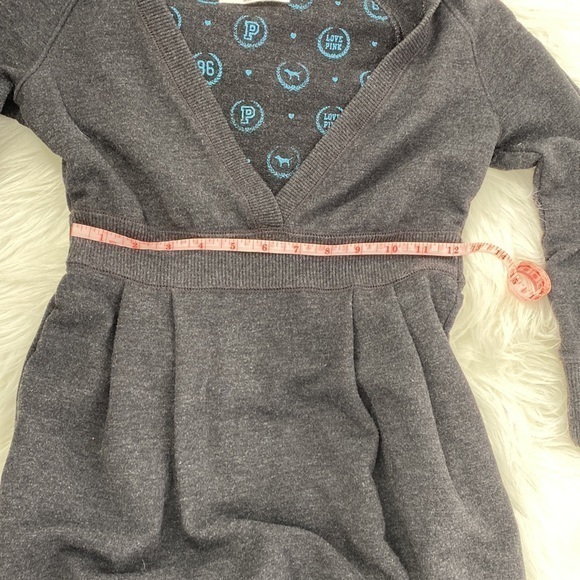 Victoria’s Secret PINK Y2K Hooded Pullover Gray Long Sleeve Sweatshirt Dress VTG - Picture 12 of 13